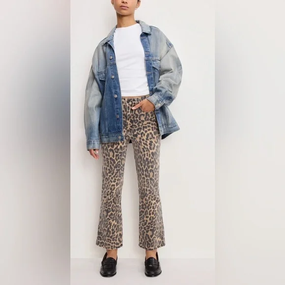 Good American Kick Flare Leopard Jeans-Size 8-NWT - Picture 1 of 13